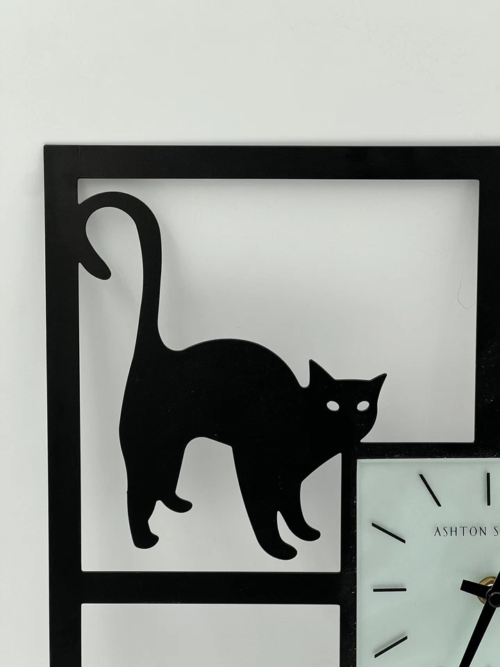 Ashton Sutton Reloj de Pared Gato Negro Pájaro Ratón Halloween Cuadrado Correr Silencioso Foto 2 de 4