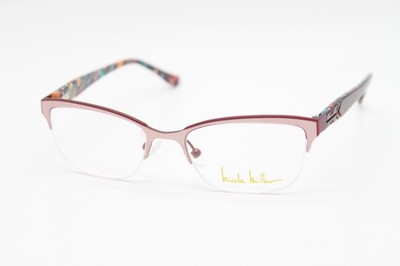 NEW NICOLE MILLER BOGART C03 PINK RED AUTHENTIC EYEGLASSES 50-17