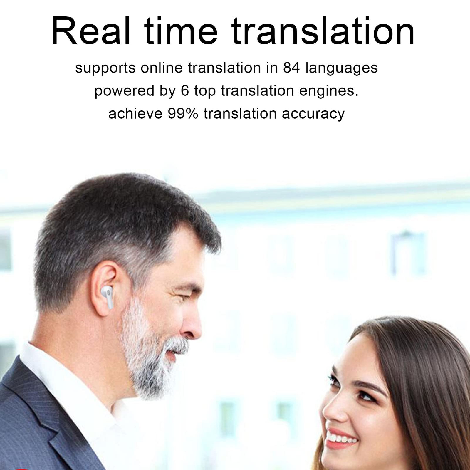 Bluetooth Ai Translator Earbuds 144 Languages 3 In 1 Smart Modes Weatherproof