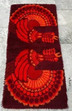 2x5 ft Vintage Swedish Scandinavian Soft  Mid Century Wall Hanging Shaggy Rug