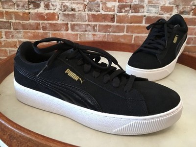 Puma Vikky Platform Women's Black Suede Vikky Sneaker Shoes 9.5 40.5 New