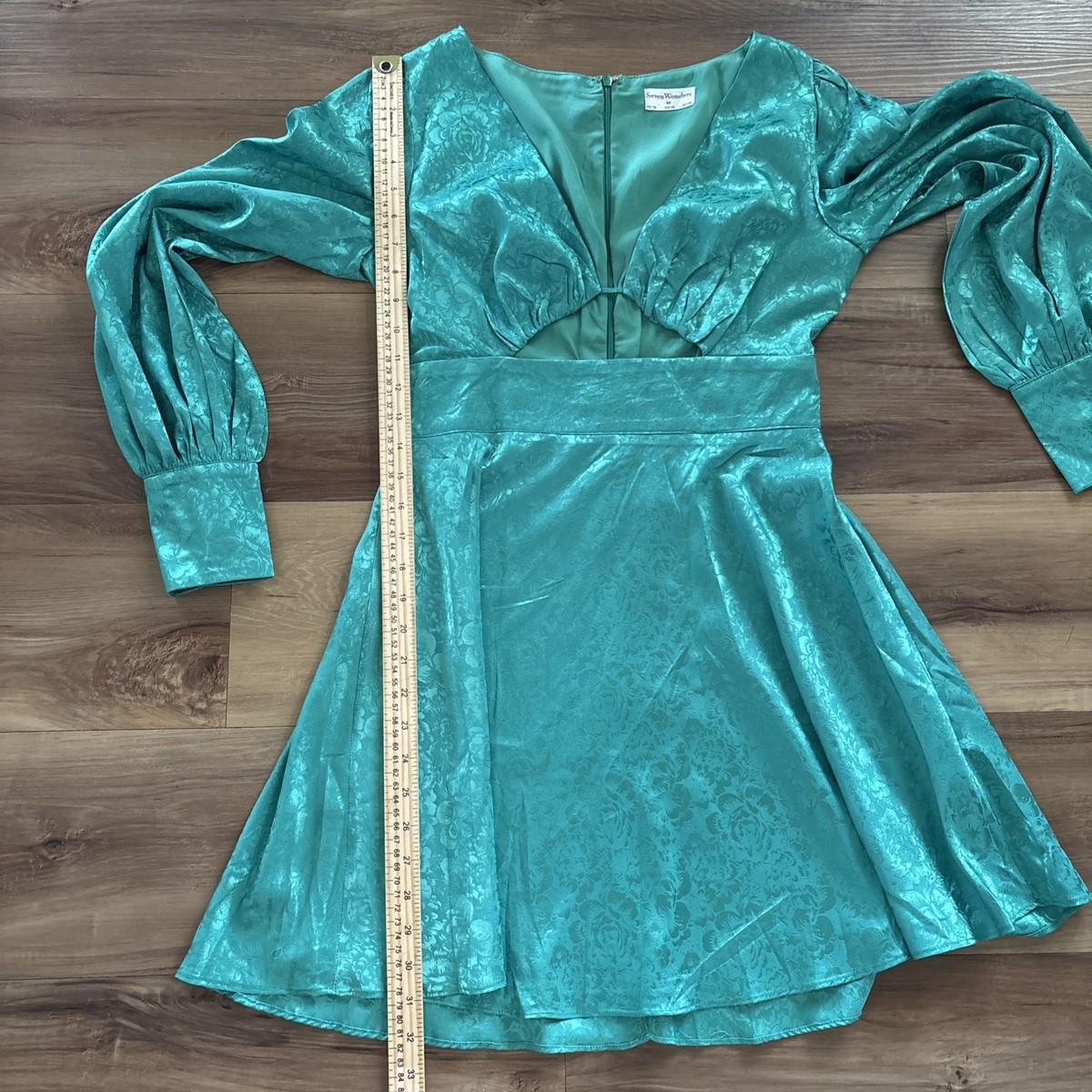 Seven Wonders Rosalia Green Mini Dress Womens M Cutout Long Poet Sleeve  Romantic | eBay