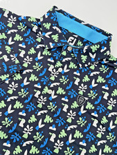 FootJoy Golf Polo Shirt Men  s XL Black Floral Performance Stretch Short Sleeve