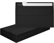 50 Pack 10 Black Business Envelopes 4-1/8x9-1/2 Self Seal Mailing Set