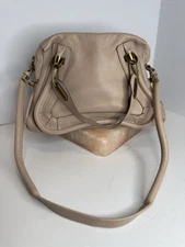 Authentic Chloe Paraty Vintage 2Way Shoulder Hand Bag Leather Pink Nude Beige