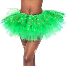 REETAN St. Patrick's Day Green Tutu Skirt Layered 40 Regular, B-gold Clover