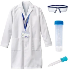 UNGLINGA Kids Lab Coat Doctor Scientist Costume with Science Goggles ID Card