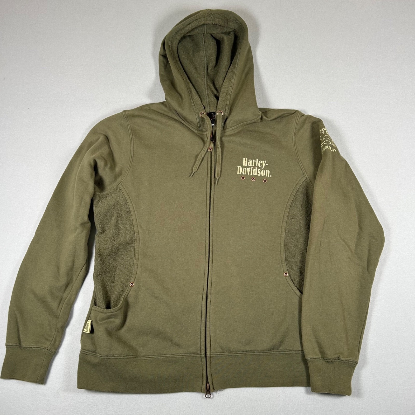 Harley-Davidson Performance Syracuse NY Zip Hoodie Olive Green Men’s Size L