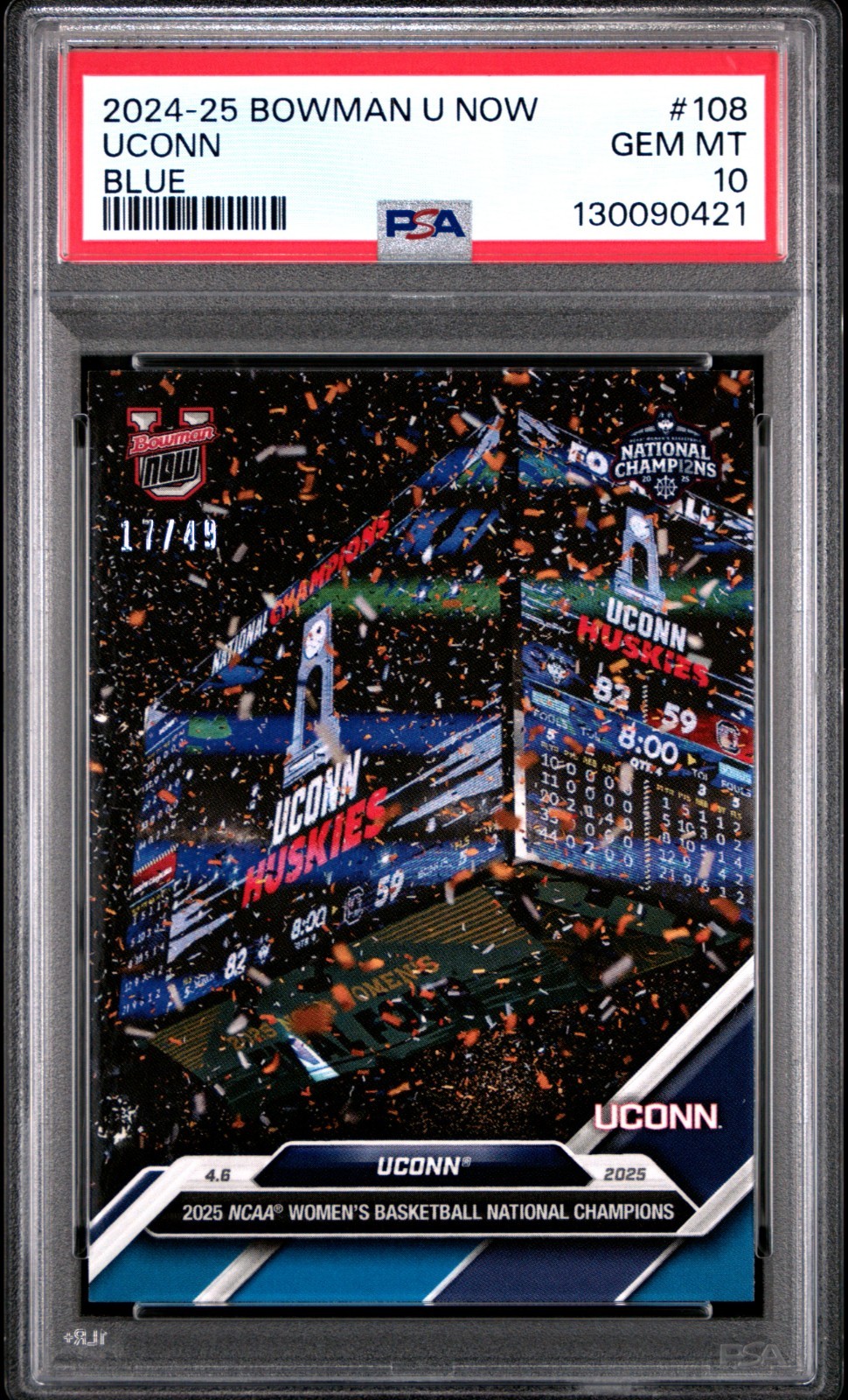 2024-25 TOPPS BOWMAN U NOW #108 UCONN - NUMBERED /49 Blue Parallel - Bueckers