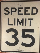 Vintage Metal 35 Speed Limit STREET SIGN 24x30 Authentic Original Old Style