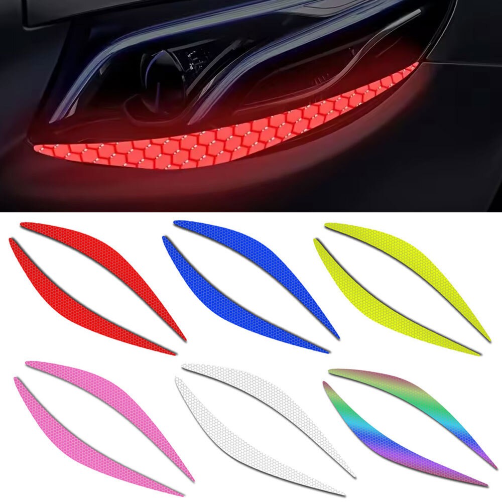 1Pair Reflective Car Sticker Strip Body Eyebrow Warning Trim Sticker Accessories