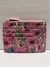 Pink Flowers Buxton Small Wallet Credit Card Holder