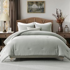 Luxury Solid King Comforter Set - Knit Cotton King 90"x104" Greenish Gray
