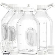 Syntic 4 Pack 64 Oz Glass Milk Bottles with Lids,Measurement Marks
