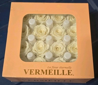 Vermeille Ava x16 Ivory Preserved Roses Mini Flowers Box Decor
