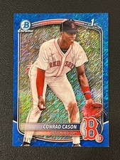 Conrad Cason 2025 Bowman Chrome 1st Blue Shimmer Refractor /150 Red Sox 