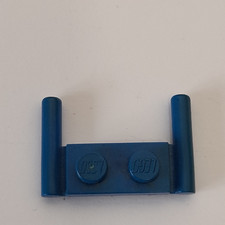 Lego 2 Black Plate, Modified 1 x 2 with Bar Handles - Flat Ends, Blue