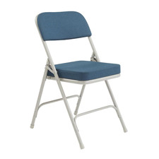Navy Metal Frame Padded Seat Folding Chair Set of 2 