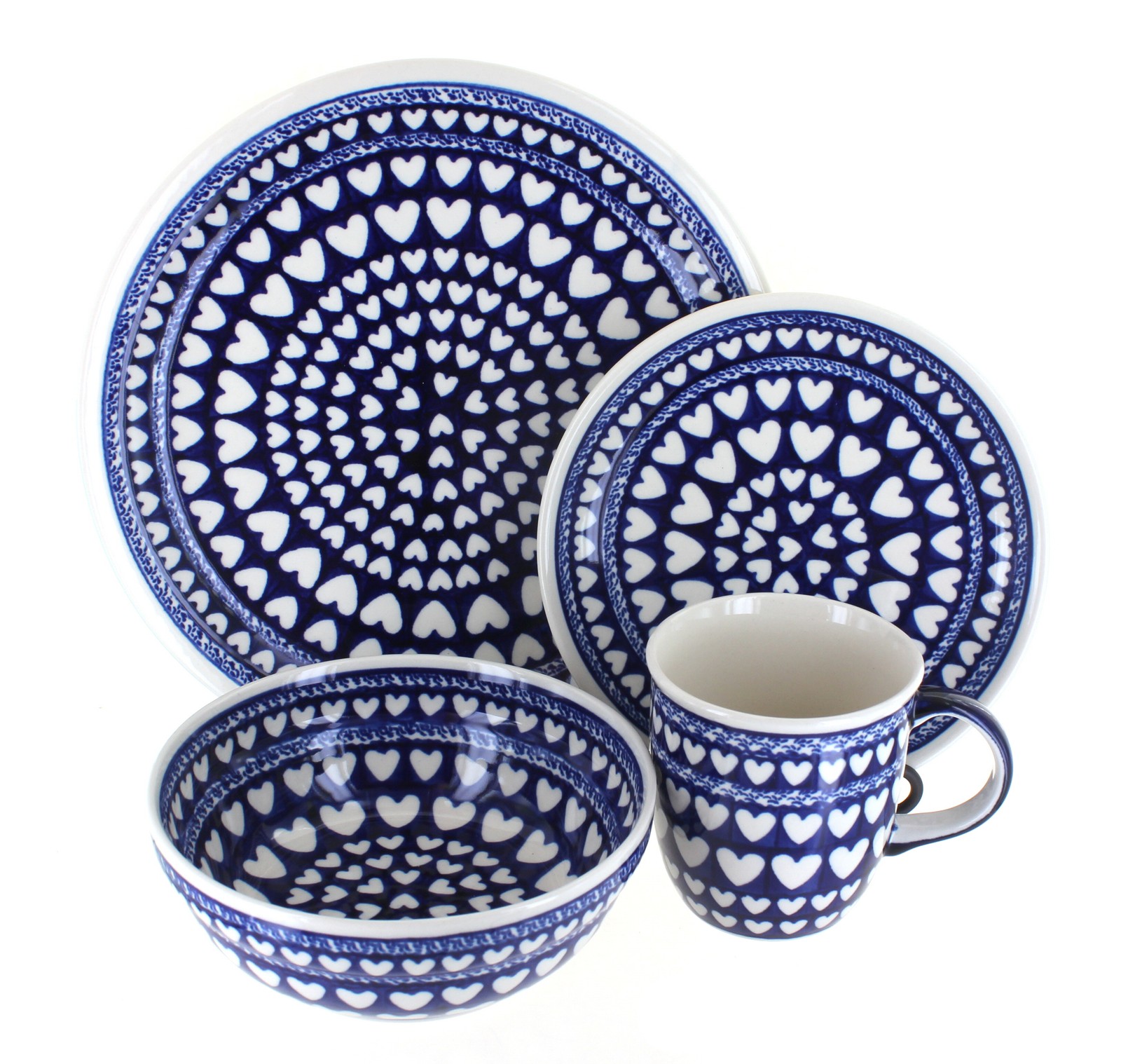 Blue Rose Polish Pottery Valentina 16 Piece Dinnerware Set