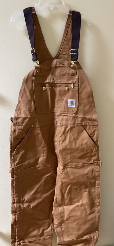 NWT Carhartt Zip-to-Thigh R37 Bib Men's Overall, 36 x 32 Brown New