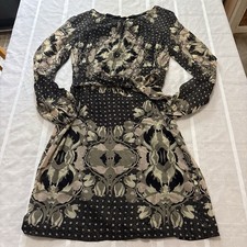 Tory Burch 100% Silk Sheer Floral Medallion Lined Long Sleeve Shirt Dress Size 4