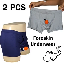 2pc Man Open Hole Boxers Underwear Crotch Prolong Time Briefs Underpants Enhance