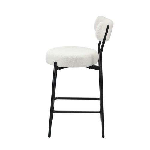 Oikiture 2x Bar Stools Kitchen Dining Chairs Counter Stool Boucle White - Picture 7 of 10