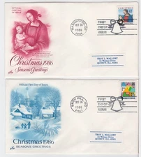TurtlesTradingPost- Christmas Set 1986 #2244-45 FDC Artcraft - 2 Covers