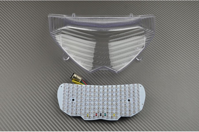 Feu arrière moto transparent à clignotants intégrés améliorant votre visibilité sur route