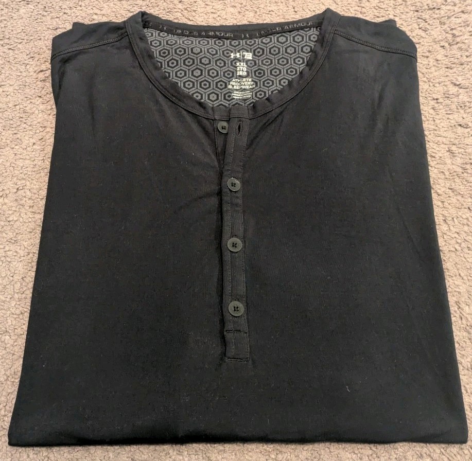 Under Armour Tom Brady TB12 Athlete Recovery Sleepwear Black Shirt Men's 2XL