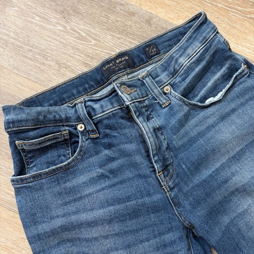 Lucky Brand Ava Mid Rise Super Skinny Ankle Jeans Blue Raw Hem 6/28A