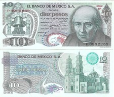 Mexico: $ 10 Pesos Hidalgo Dec 3, 1969 El Banco de Mexico UNC.
