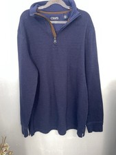 Chaps Men's Navy Blue 1/4 Zip Knit Pullover Sweater Mock Neck Long Sleeve