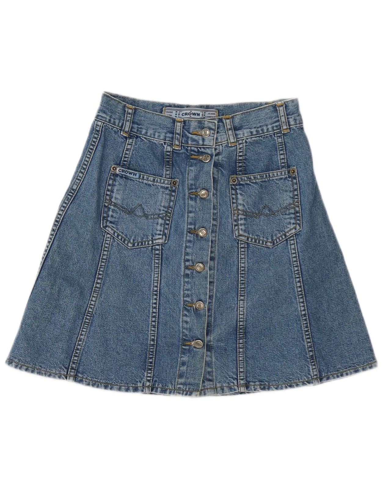 Crown Womens Denim Skirt W27 Small Blue Cotton ED20