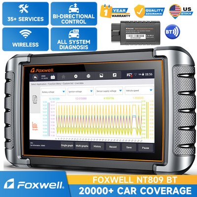 Foxwell NT809 BT All System Bidirectional OBD2 Scanner Diagnostic Tool Injector