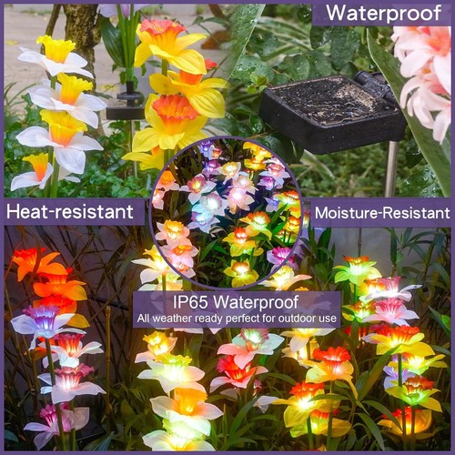 Solar Garden Lights, Daffodil Flower Lights, Color Changing for Outdoor, Outside - Picture 4 of 6