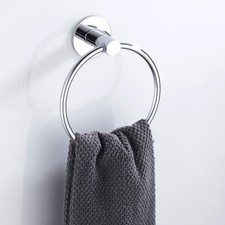 Self Adhesive Towel Ring Holder Rack Stainless Steel Bathroom Chrome High☦Sh,]