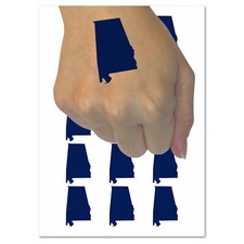 Alabama State Silhouette Temporary Tattoo Water Resistant Fake Body Art Set