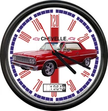 Licensed 1964 Chevy Chevelle Red Chevrolet General Motors Sign Wall Clock
