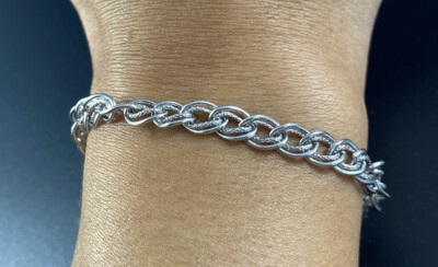 Sterling Silber Doppel Glieder Armband fein 7��
