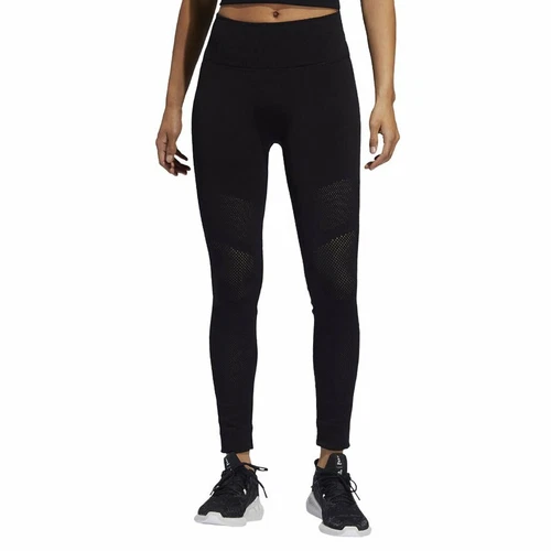 Ladies Trousers Adidas Warp Knit 7/8 Leggings Training Schwartz Fitness