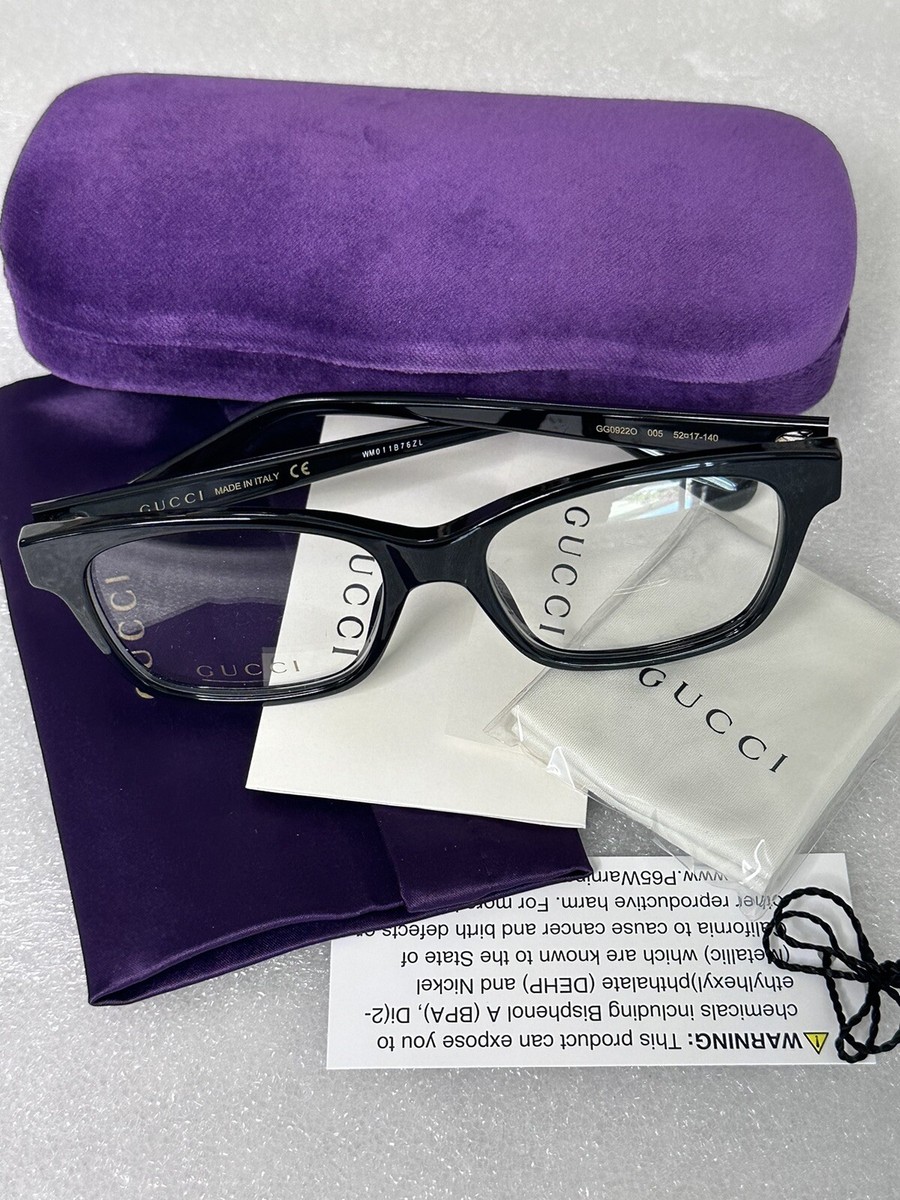 メガネ Gucci GG0922O 005 Black Optical Frame NEW Gucci GG0922O Eyeglasses 005 BLACK FRAME DEMO LENS 52-17