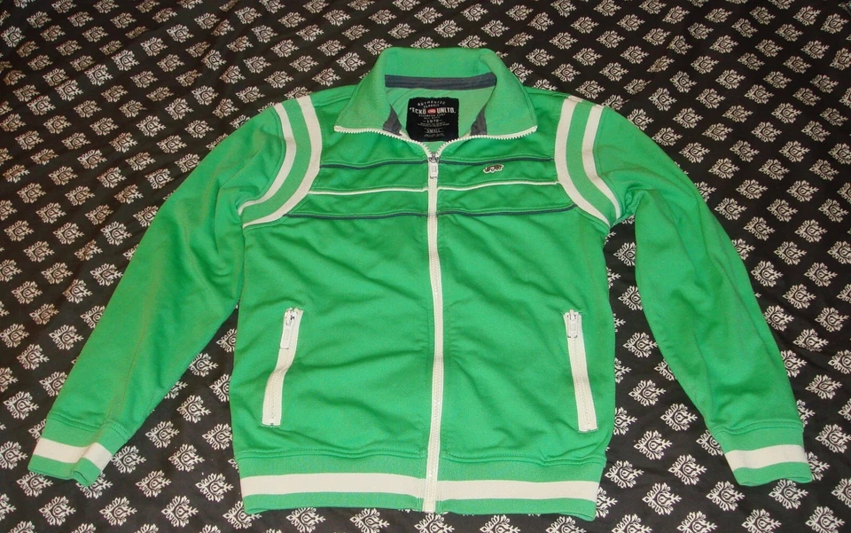 Chaqueta deportiva Marc Ecko corte y costura para hombre granate marfil cremallera completa talla pequeña Foto 2 de 4
