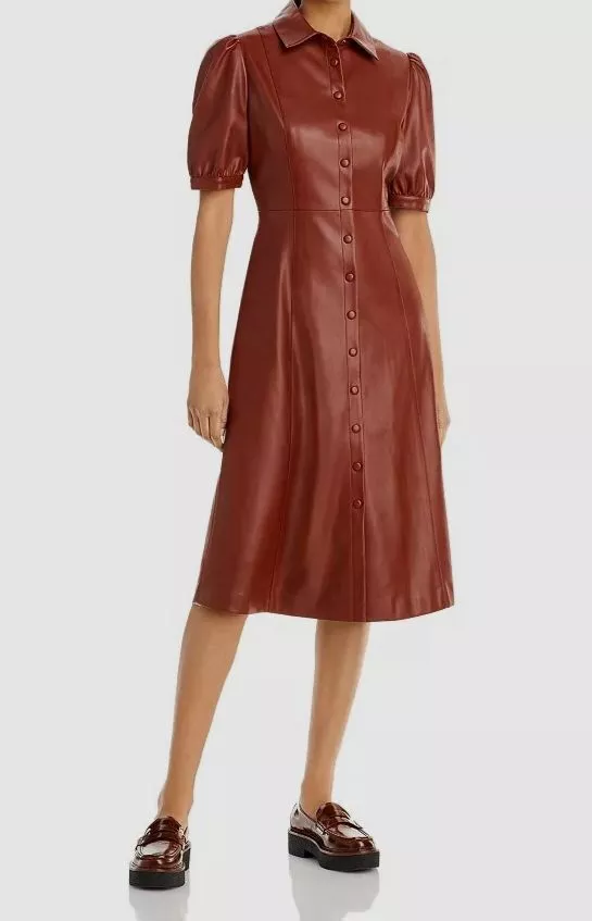 Faux leather top t shirt dress