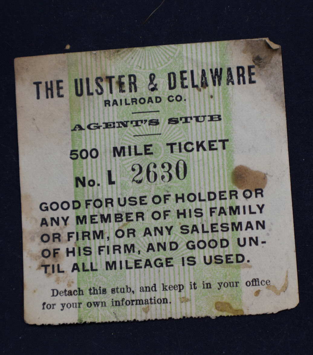 1910 *RARE* 500 Mile Ticket Ulster & Delaware RR