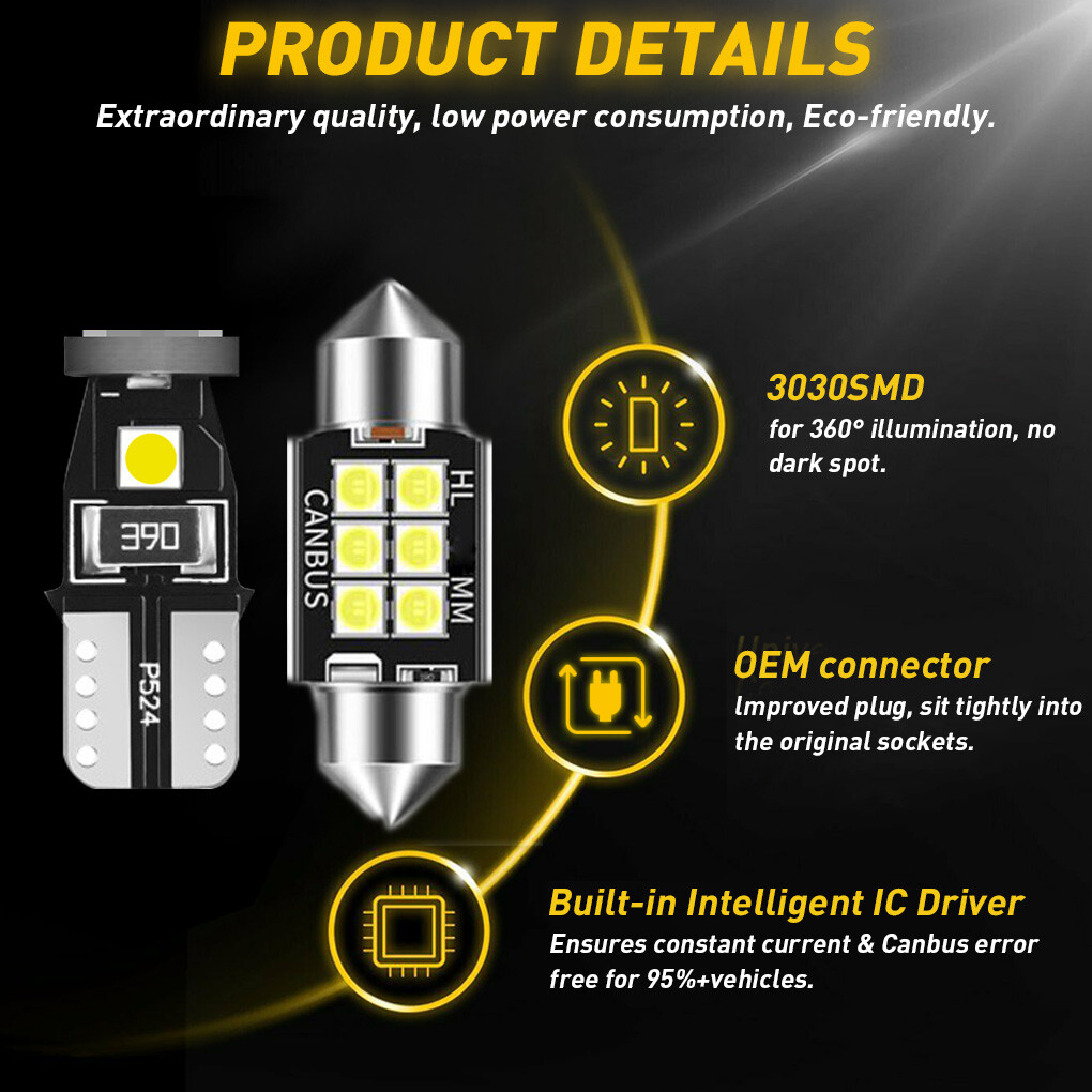 15x White LED Interior Lights Bulbs Kit for 2011-2020 Jeep Grand