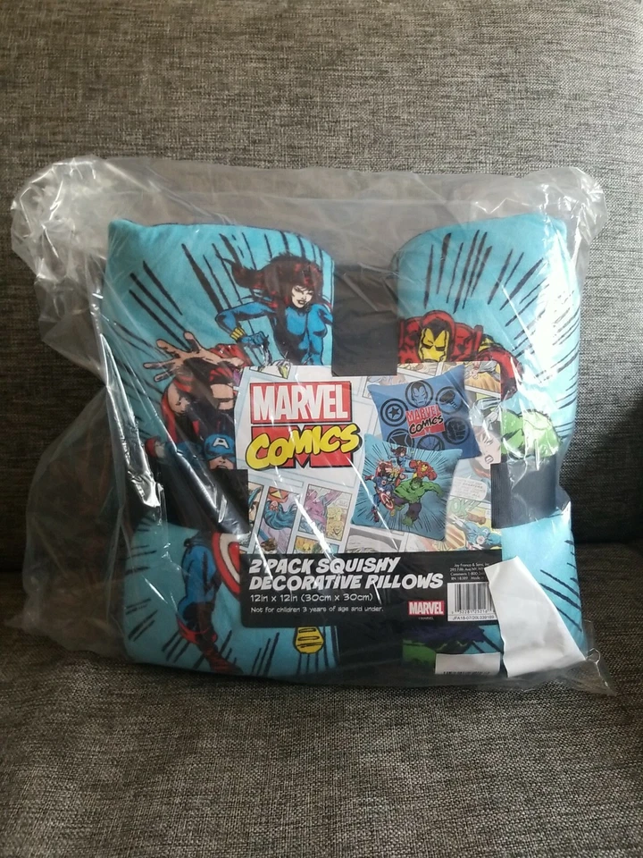КОМИКСЫ MARVEL СОБЕРИТЕСЬ ВМЕСТЕ 2 УПАКОВКИ/ШТ МЯГКИЕ ПОДУШКИ СОВЕРШЕННО НОВЫЙ В ЗАВОДСКОЙ УПАКОВКЕ - Изображение 3 из 4