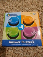 Learning Resources Answer Buzzers, Set of 4 Assorted Colored Buzzers, OPEN BOX