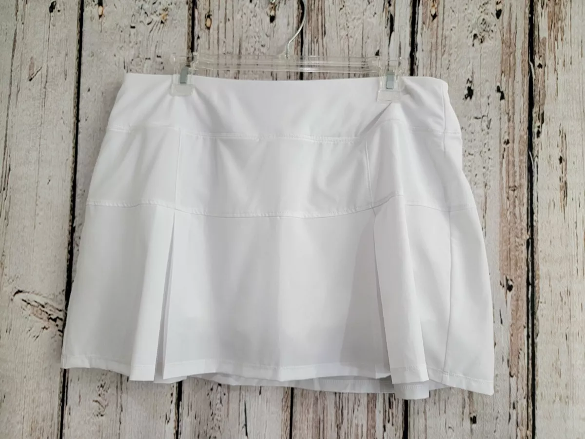 GC Women's Large Etonic White Athletic Skort Skirt W Built In Shorts  Pleated EUC