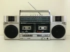 Vtg. 1980s HITACHI Stereo Cassette Boombox AM/FM/SHORTWAVE Model TRK-W55H RARE!